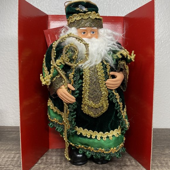 Home for the Holidays Visions of Santa Claus in Green Ornament 8" Christmas NWT - Picture 7 of 11